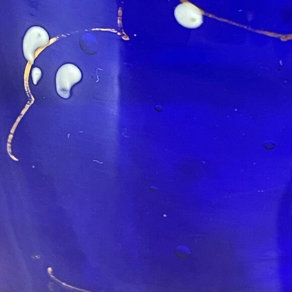 Vintage Signed Moser Art Glass Cobalt Blue Vase Gold Gilt Good Condition - Picture 9 of 12